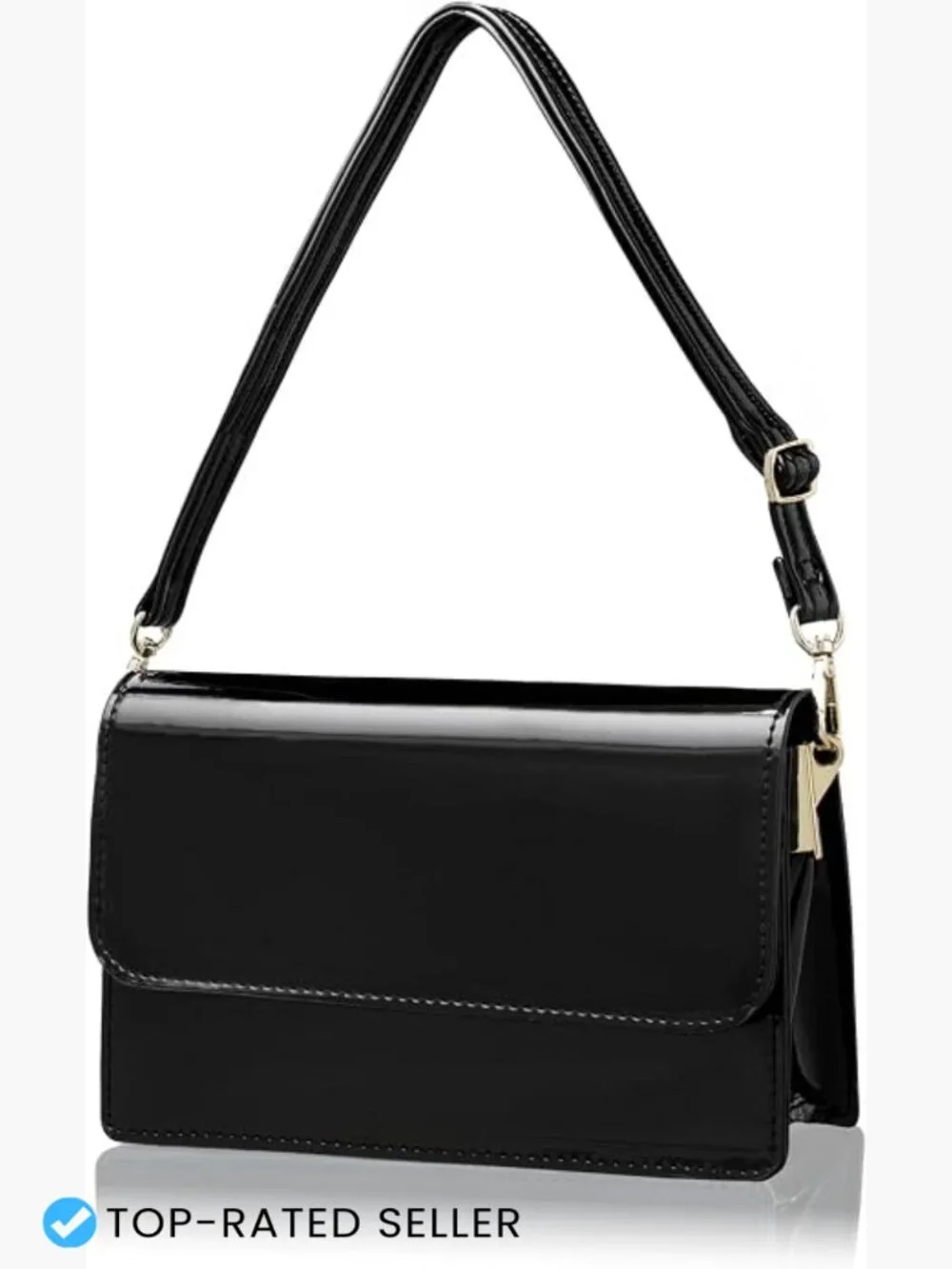 Patent Leather Clutch Envelope Evening Bag Sparkly 2 Compartments Prom Party